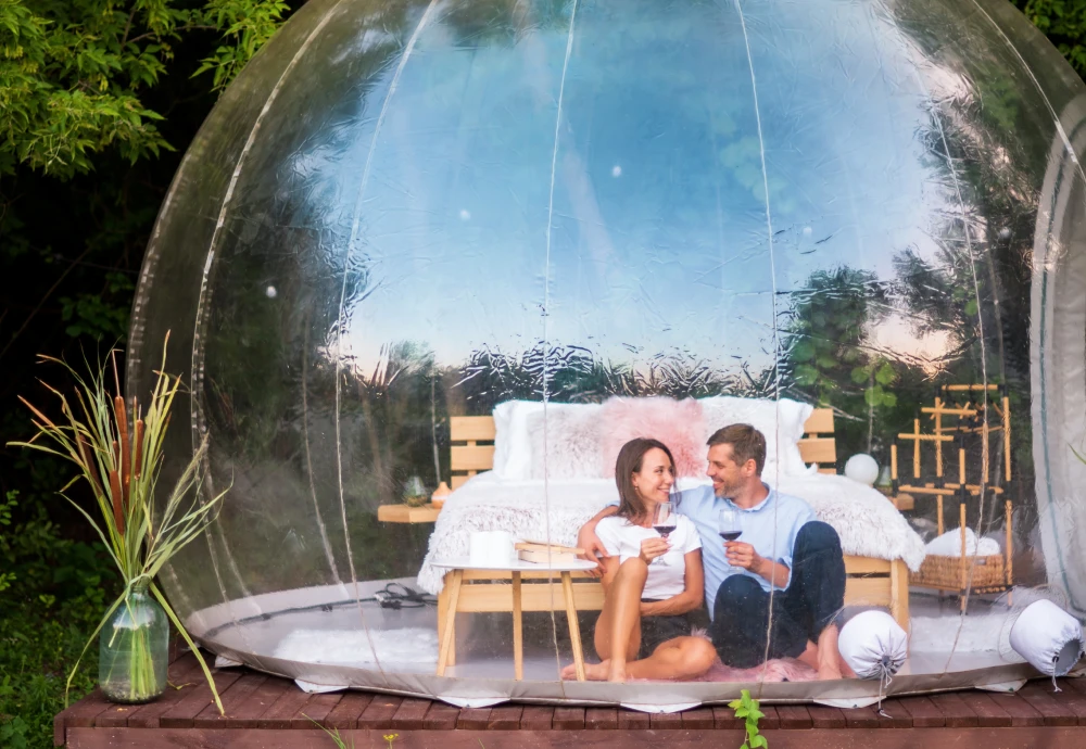 pvc transparent bubble tent with led lighting with heaters